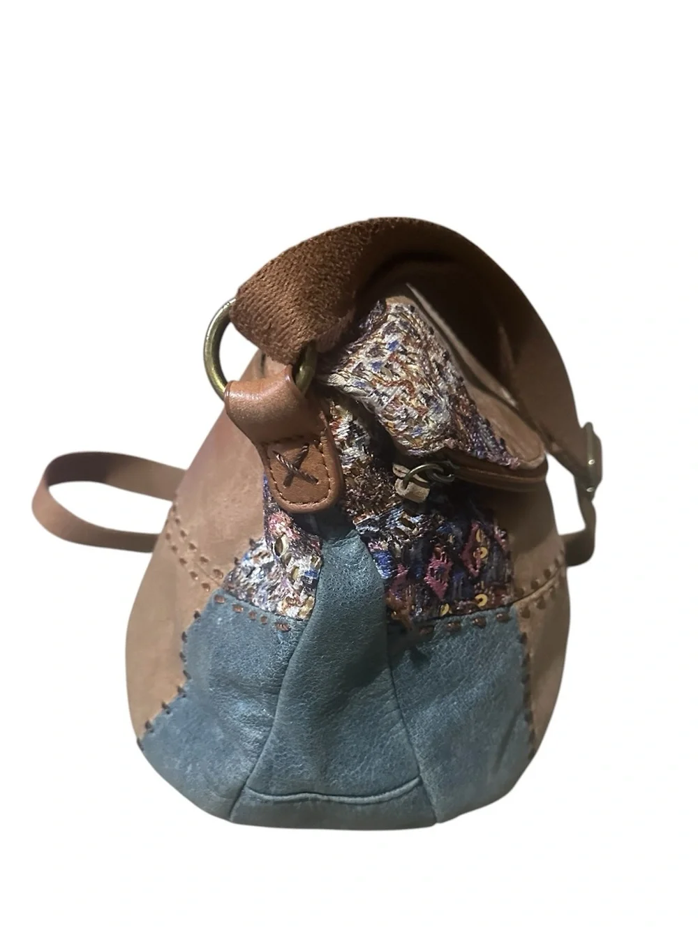 The Sak Deena Vintage Hobo Crossbody Shoulder Bag Distressed Boho Patchwork